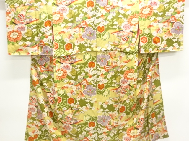 アンティーク　草花模様長襦袢